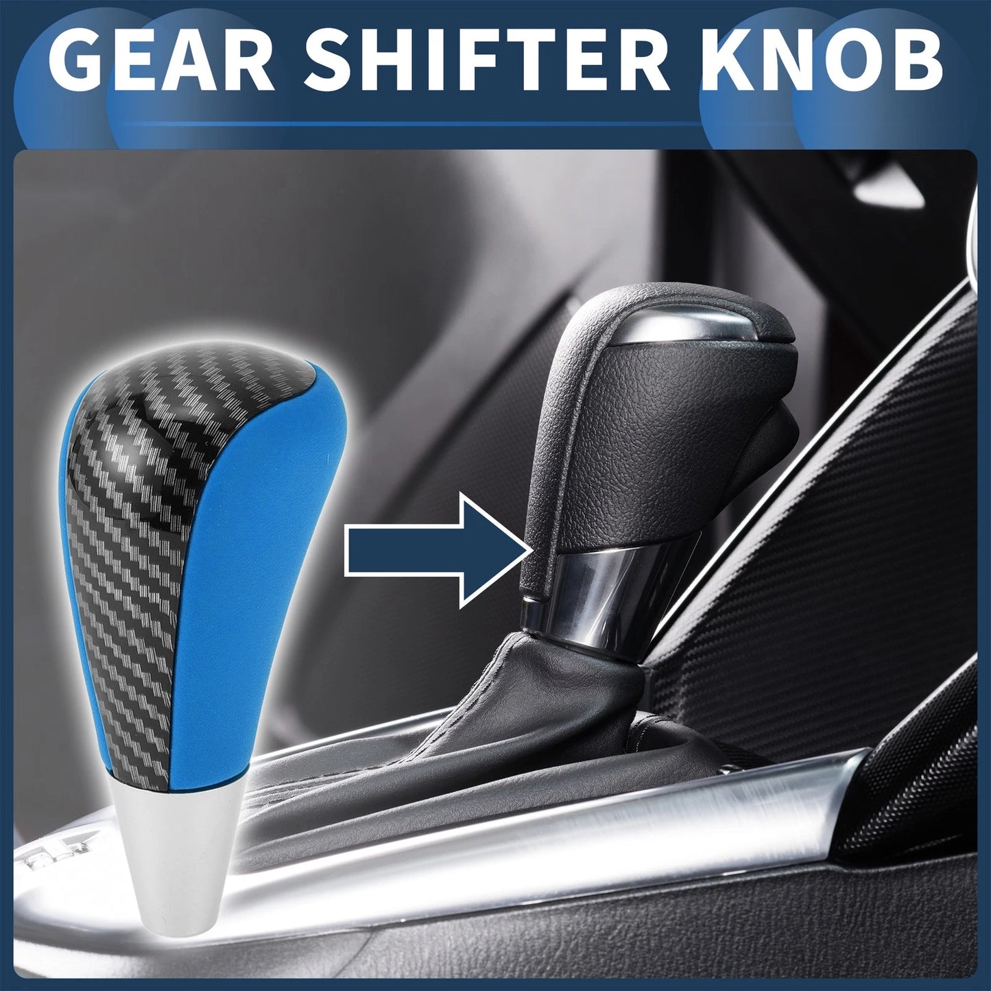 Automatic Gear Shifter Knob for Toyota 4Runner (2003–2021) Faux Leather Black Blue