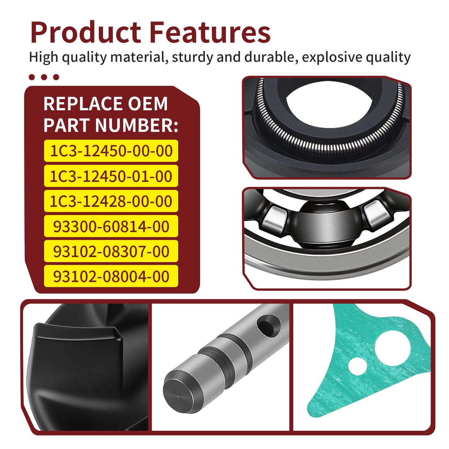 Impeller Shaft and Water Pump Cover Gasket for Yamaha YZ125 (2005–2024)