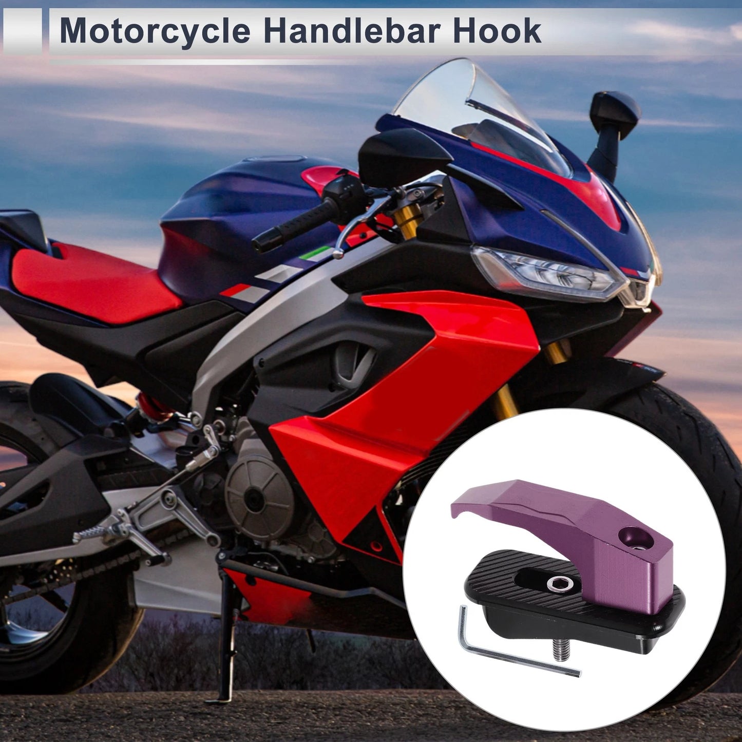 Set of 1 Rectangle Aluminum Alloy Motorcycle Hanging Hook - Light Purple