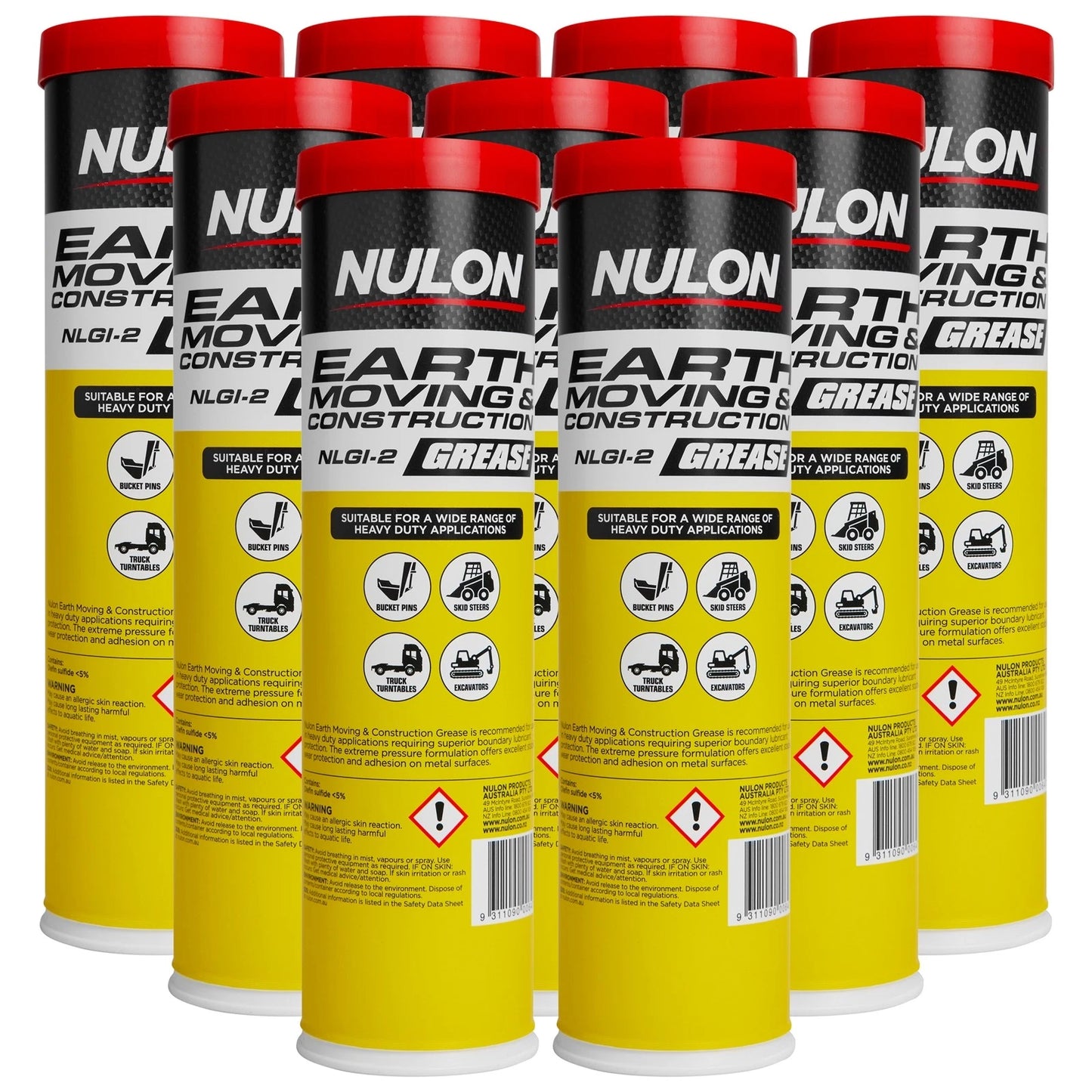 9 x Grease Cartridges for Skid Steer Bobcat Excavator (450g)
