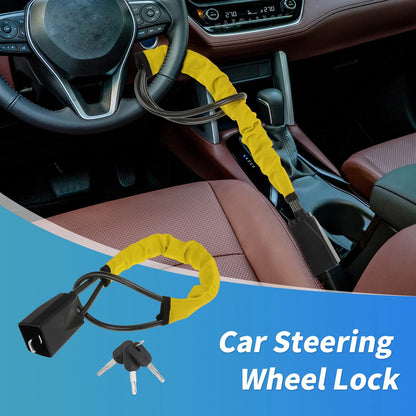 Steering Wheel Lock & Seat Belt Lock for Universal Fit (2010–2023) - Yellow