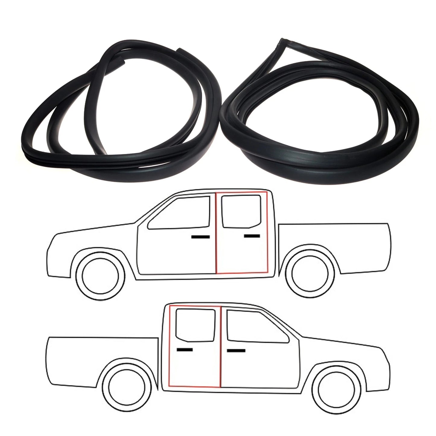 Set of 2 Door Weatherstrip Rubber Seals for Toyota Hilux RN10 (1968–1972)