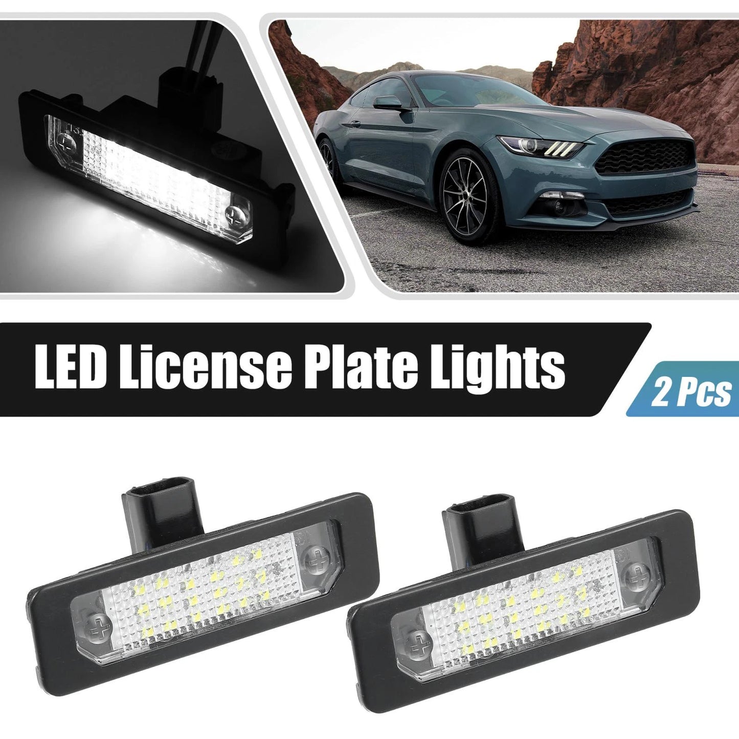 2X LED License Plate Light Tag Lamp Assembly for Ford Mustang Focus Fusion