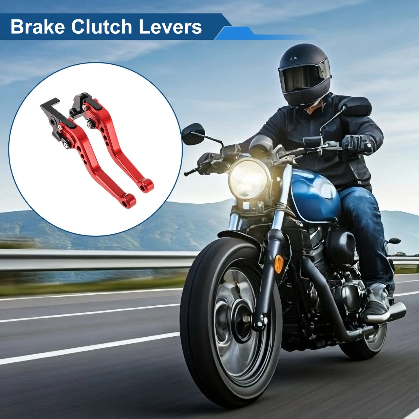 Set of 2 Adjustable Short Brake Clutch Levers for Yamaha FZ6R (2009–2017) Red