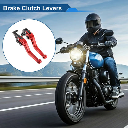 Set of 2 Adjustable Short Brake Clutch Levers for Yamaha FZ6R (2009–2017) Red