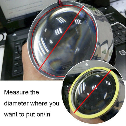 2X 70MM LED Fog Headlights for Universal Vehicles (12V) - COB Angel Eyes
