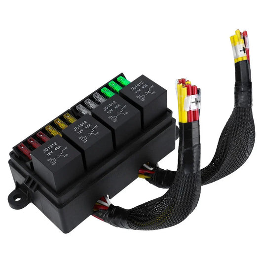4 x 40A Relay & 12 Fuses Pre-Wired Fuse Relay Box for Car Marine Boat