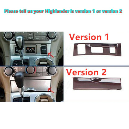 Wood Grain Carbon Console Panel Trim Cover for Toyota Highlander (2008–2013)