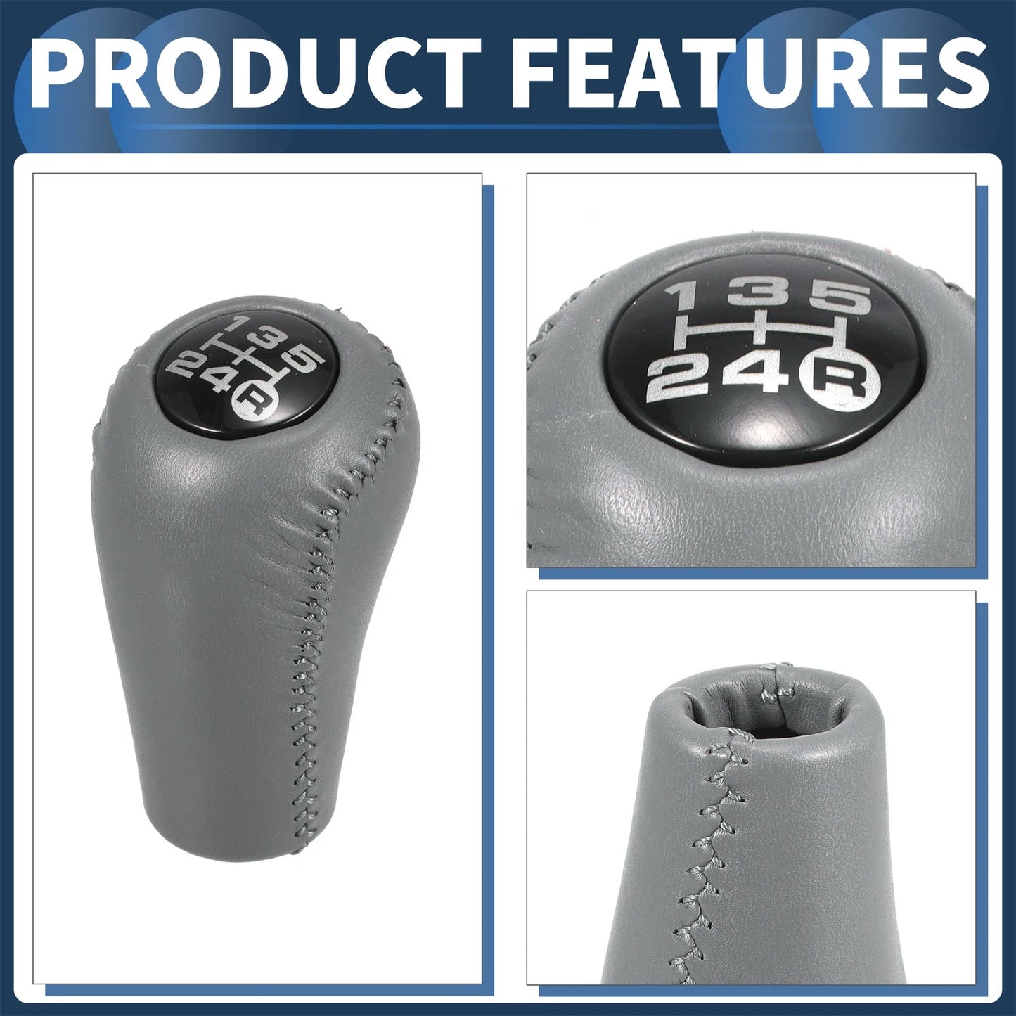 5 Speed Manual Gear Shifter Knob for Toyota 4Runner (1993–2001) Faux Leather Gray