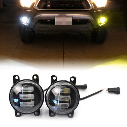 Dual Color White/Yellow LED Fog Light Kit for Honda Nissan Subaru Ford