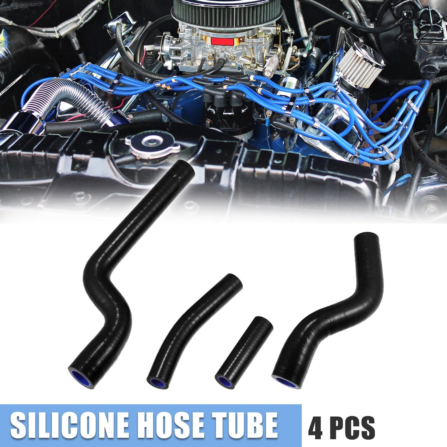 Set of 4 Black Silicone Radiator Coolant Hose Pipe for Yamaha YZ250 (2000–2023)