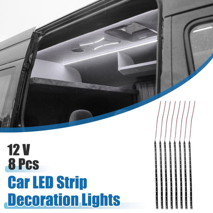 Set of 8 15 LED Strip Lights for Car Interior (12V, 30cm)