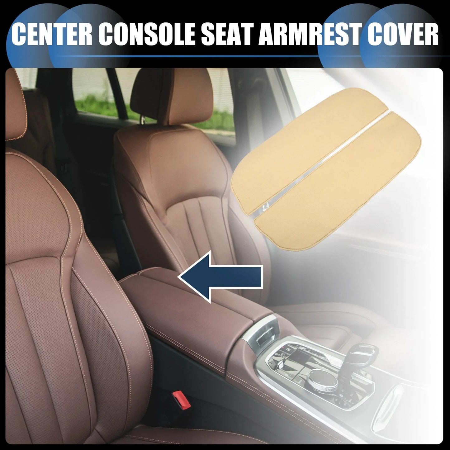 Armrest Protector Cover Pad 1 Pair for BMW X5 X6 (2010-2018) Neoprene Brown