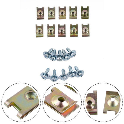 10x Set Screws Sheet Metal Nut Underbody Fender Screw Clips for Opel