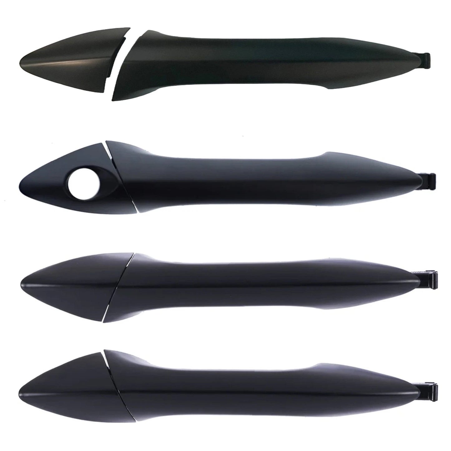 Set of 4 Door Handle Outer Black for Hyundai i30 (2012–2017)
