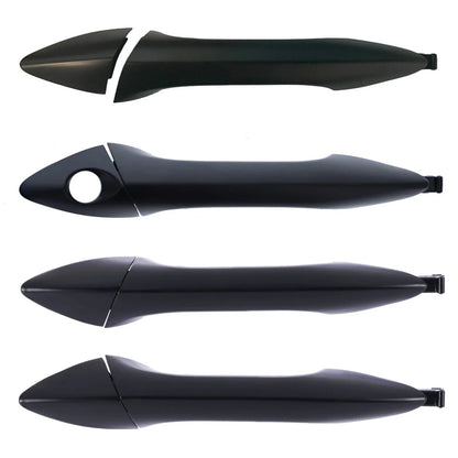 Set of 4 Door Handle Outer Black for Hyundai i30 (2012–2017)