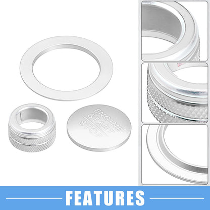 3pcs Volume Switch Knob Cover for Honda Civic (2022–2023) Silver Tone