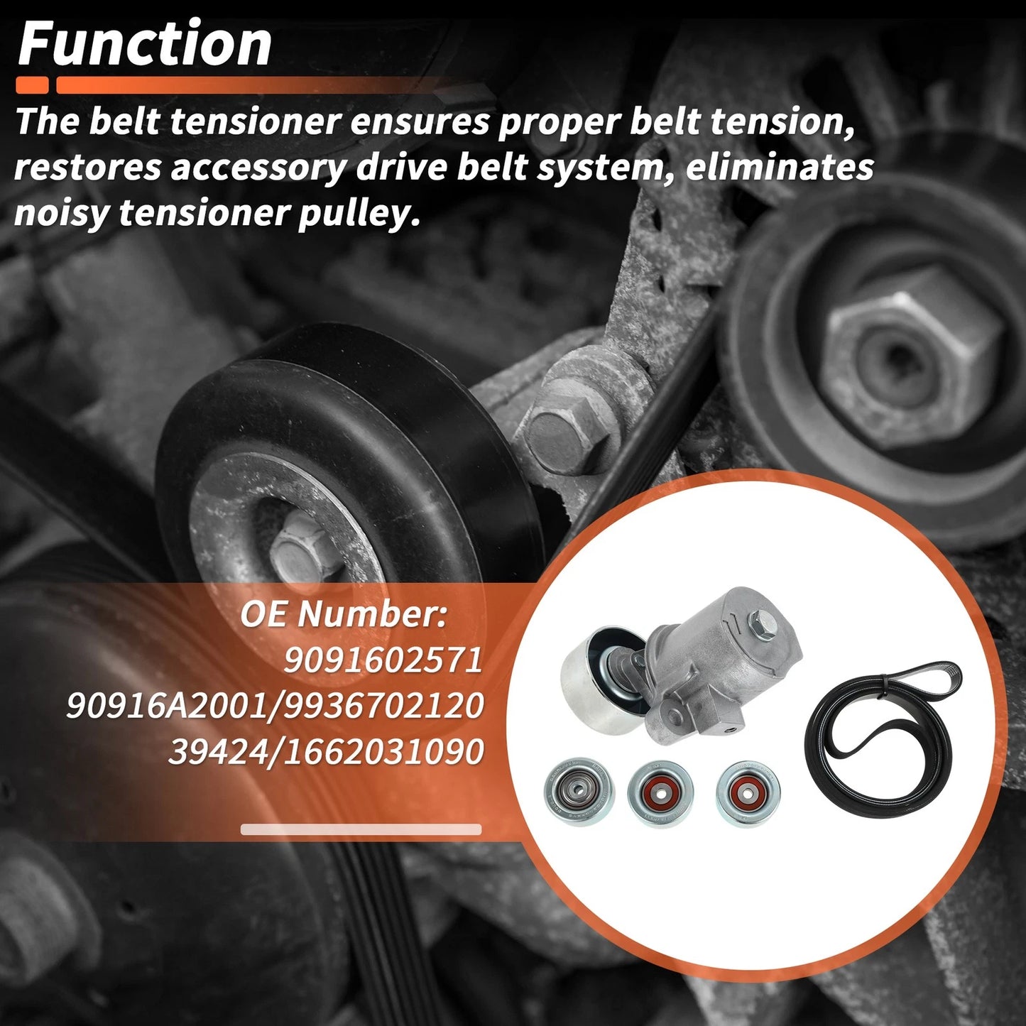 Set of 1 Drive Belt Tensioner Kit for Toyota Tacoma V6 3.5L (2016–2023) No. 9091602571