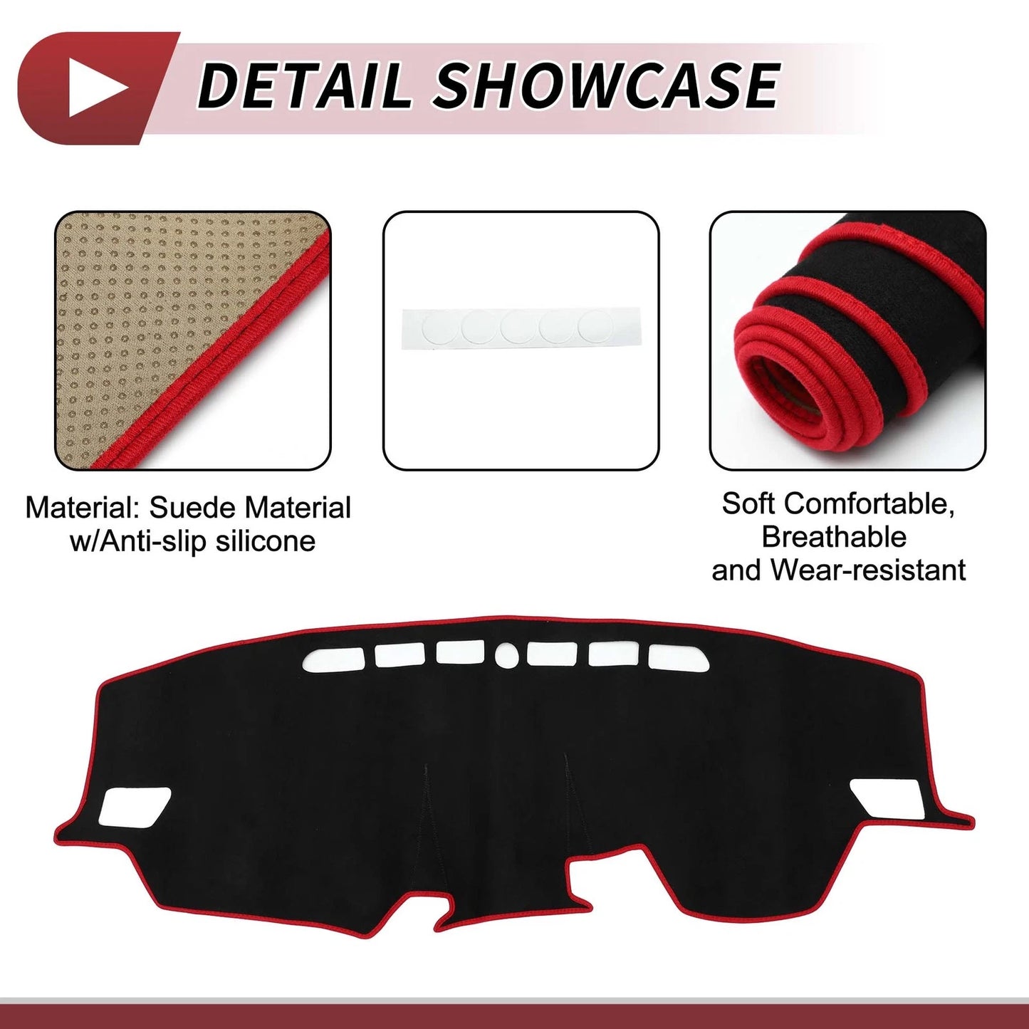 Dashboard Cover Mat for Toyota Raize (2013–2020) Sun Protector Black Red