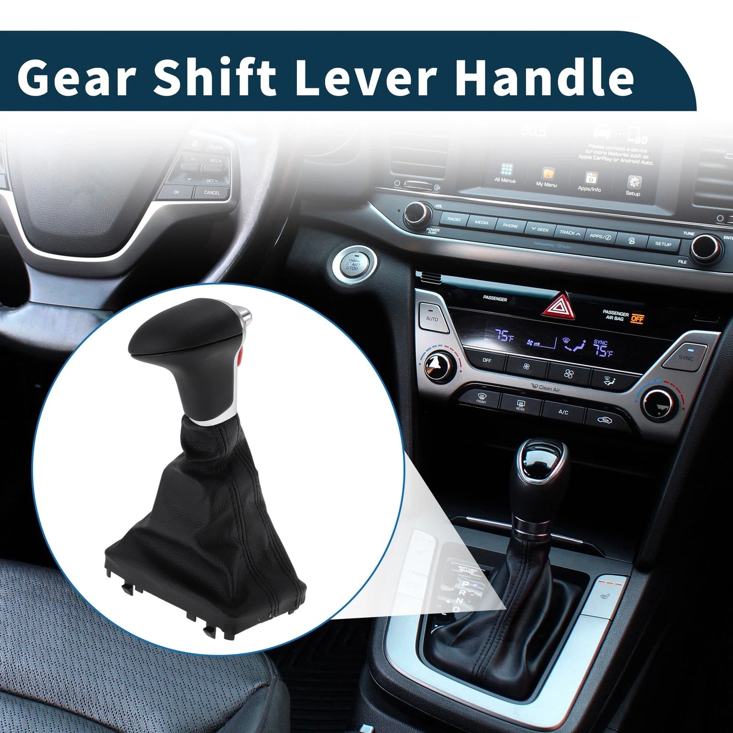 Gear Shift Knob Handle for Audi A3 8P (2004–2015) Plastic Faux Leather