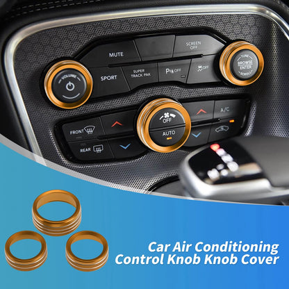 3pcs Control Switch Knob Button Cover Trim Ring for Dodge Charger (2011–2023)