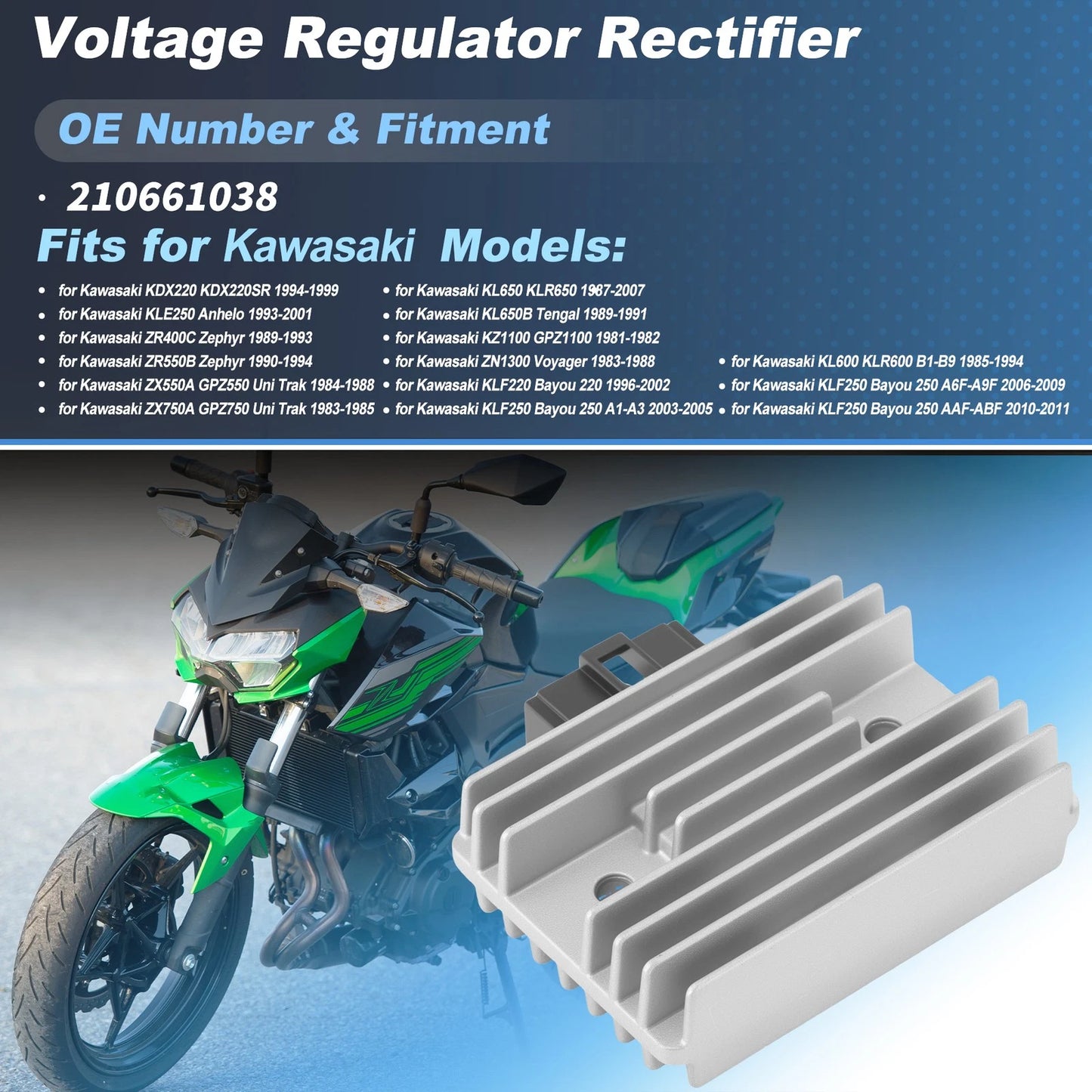 Voltage Regulator Rectifier 210661038 for Kawasaki KLF220 Bayou 220 (1996–2002)