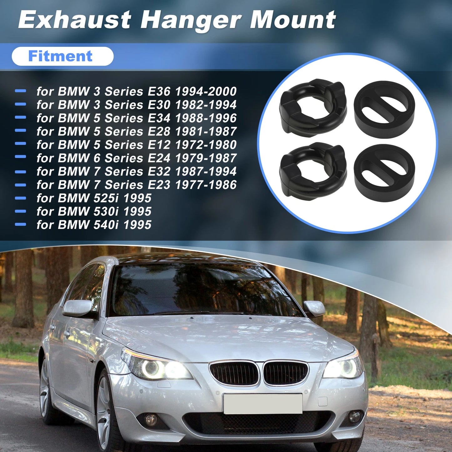 Set of 4 Exhaust Pipe Mount Hangers for BMW 3 5 6 7 Series (18211177708)