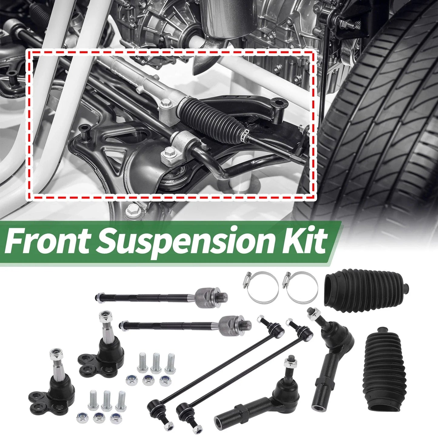 10 x Front Suspension Kit Tie Rod Ends & Sway Bar Links for GMC