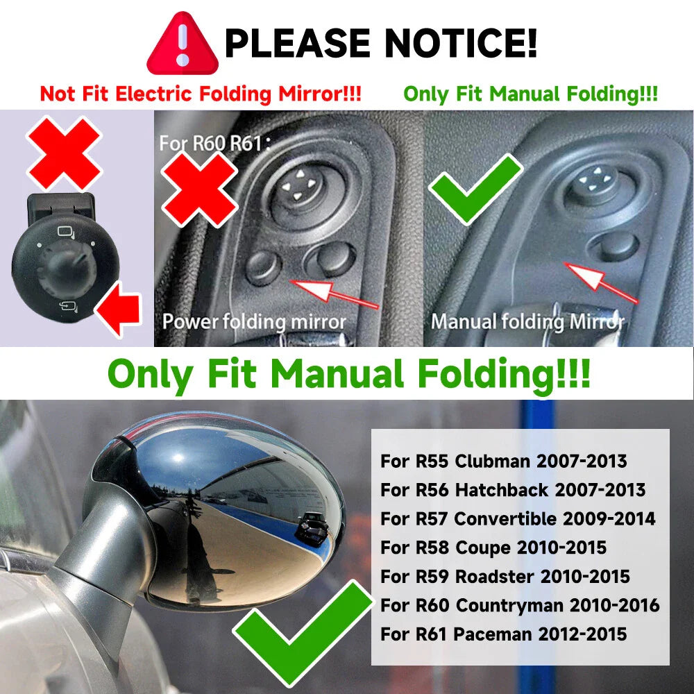Carbon Look Wing Mirror Cover Caps for MINI Cooper (2007–2013)