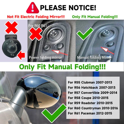 Carbon Look Wing Mirror Cover Caps for MINI Cooper (2007–2013)