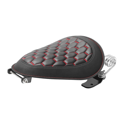 Black Red Driver Solo Seat for Harley Dyna Street Bob Wide Glide (2007-2017)