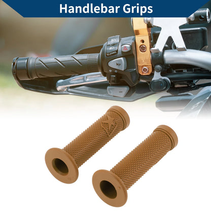 7/8" Rubber Hand Grips for Motorcycle (Light Brown)