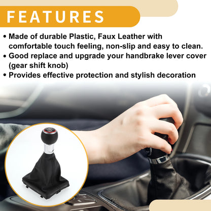 5 Speed Gear Shift Knob with Boot for Audi A3 (2008–2013) Faux Leather