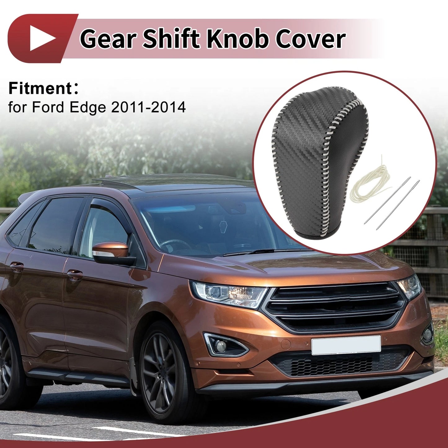 Gear Shift Knob Cover for Ford Edge (2011–2014) Beige Faux Leather