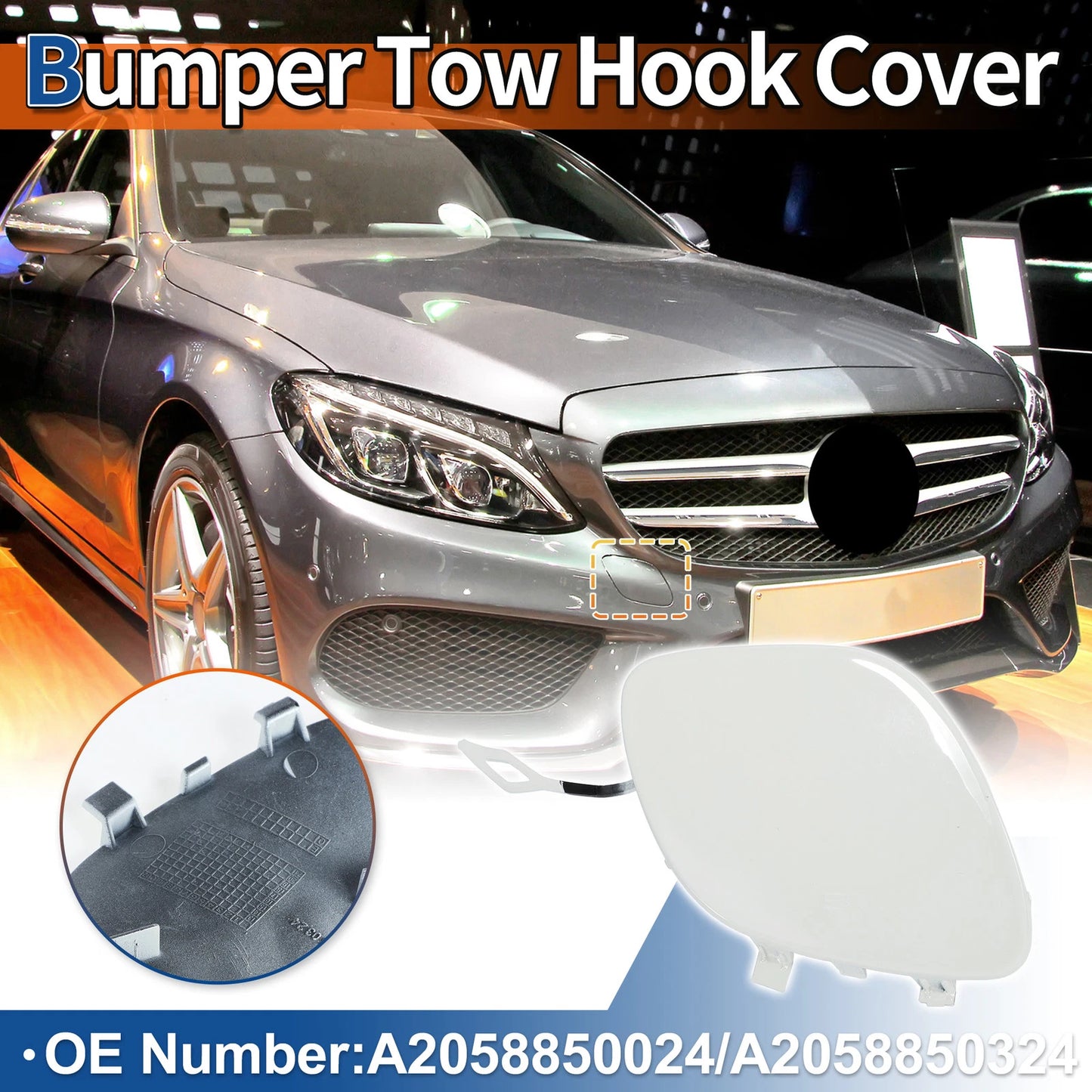 Tow Hook Cover for Mercedes-Benz C43 (2017–2020) No.A2058850024 Polar White