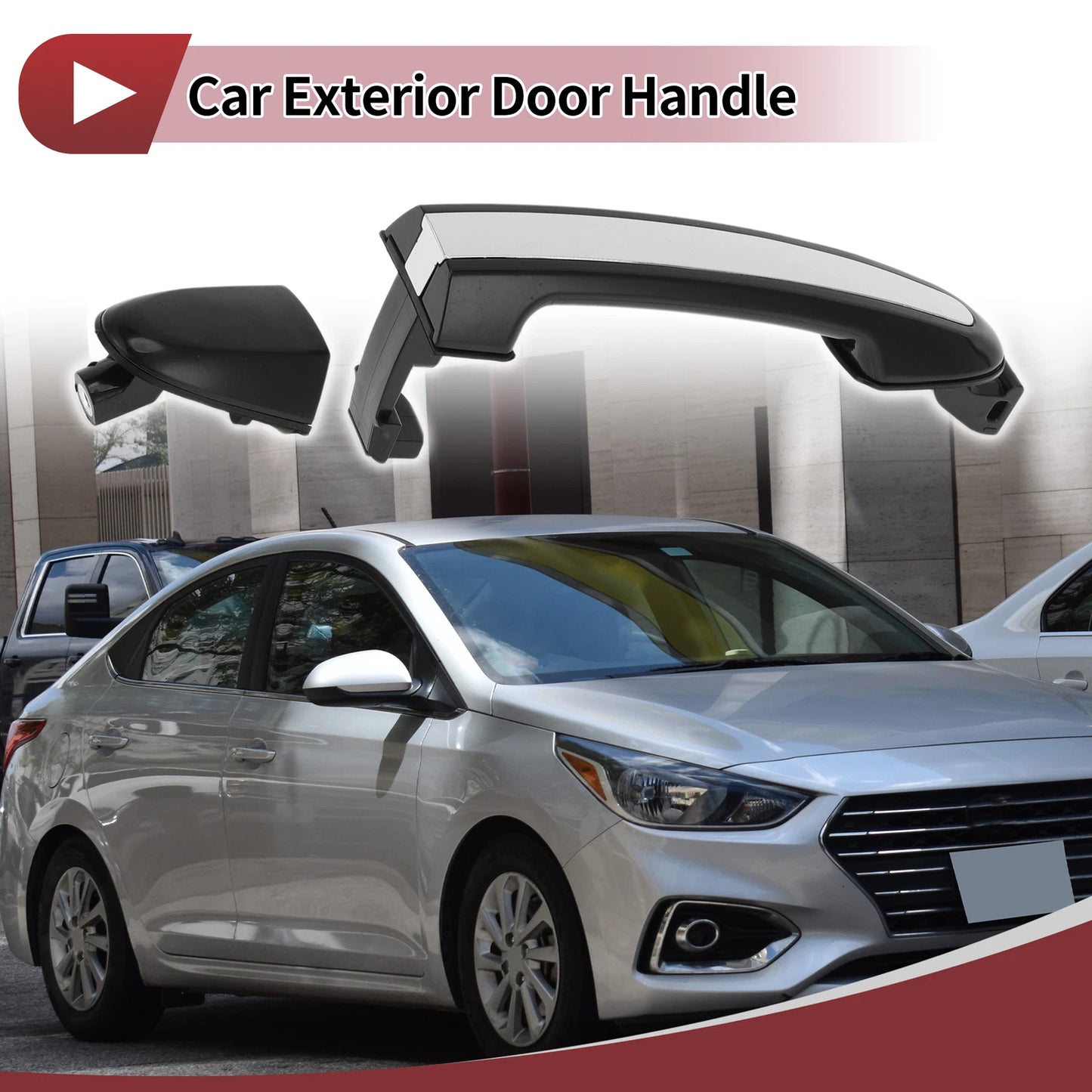 Car Door Handle Grip for Hyundai (2011–2016) No. 826522B010 Black Silver Tone