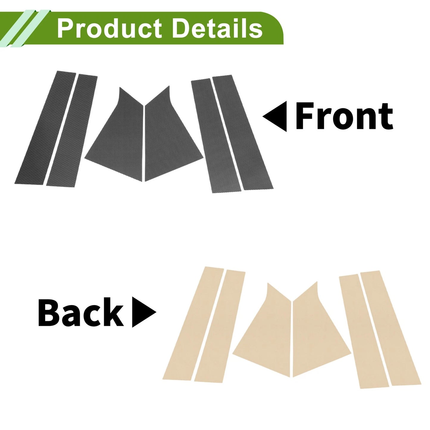 6 Pcs Pillar Window Trim for Chevy Malibu (2016–2021) Carbon Fiber Black