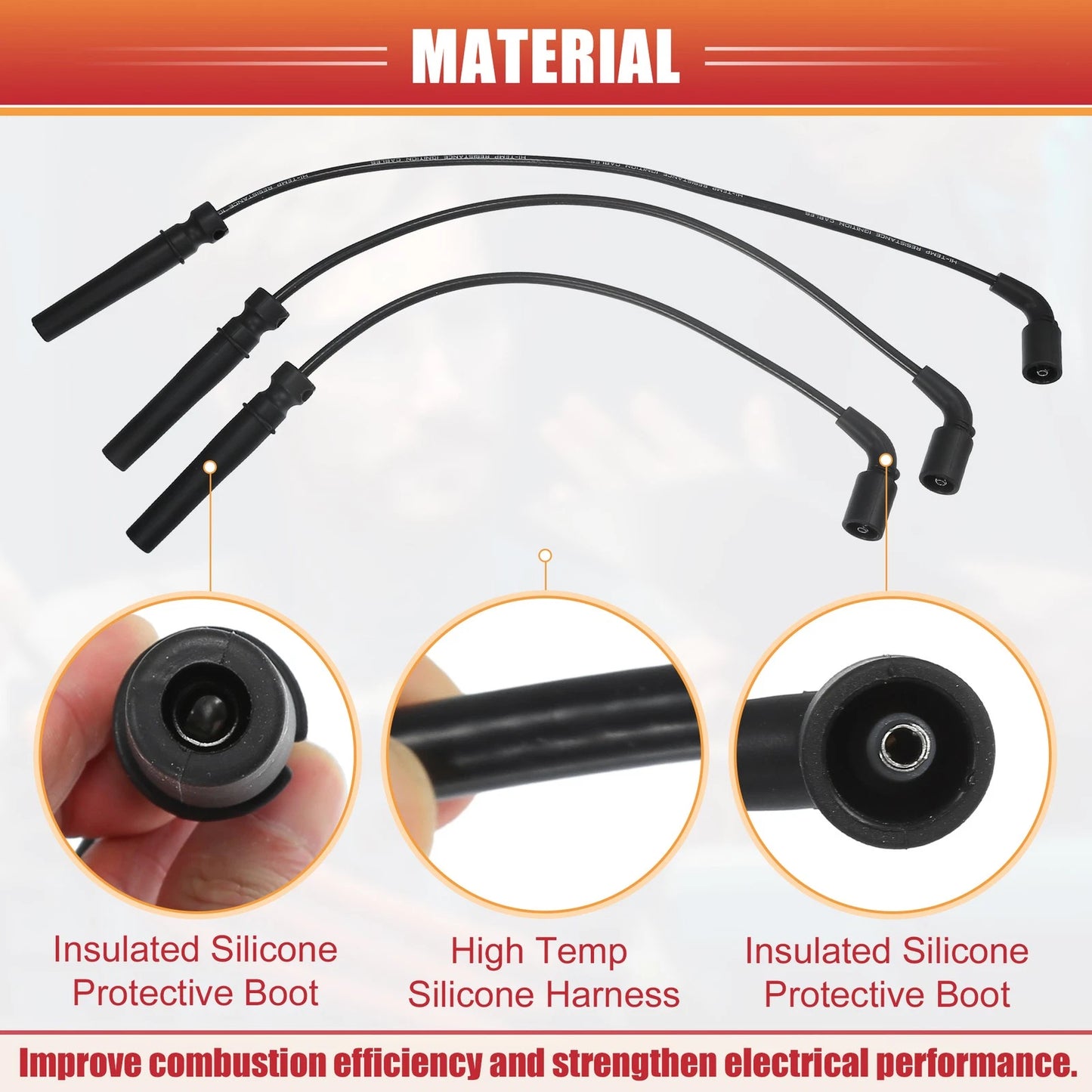Set of 4 Spark Plug Wire Ignition Coil Cables No. 96497773 for Chevrolet Aveo (2004–2011)