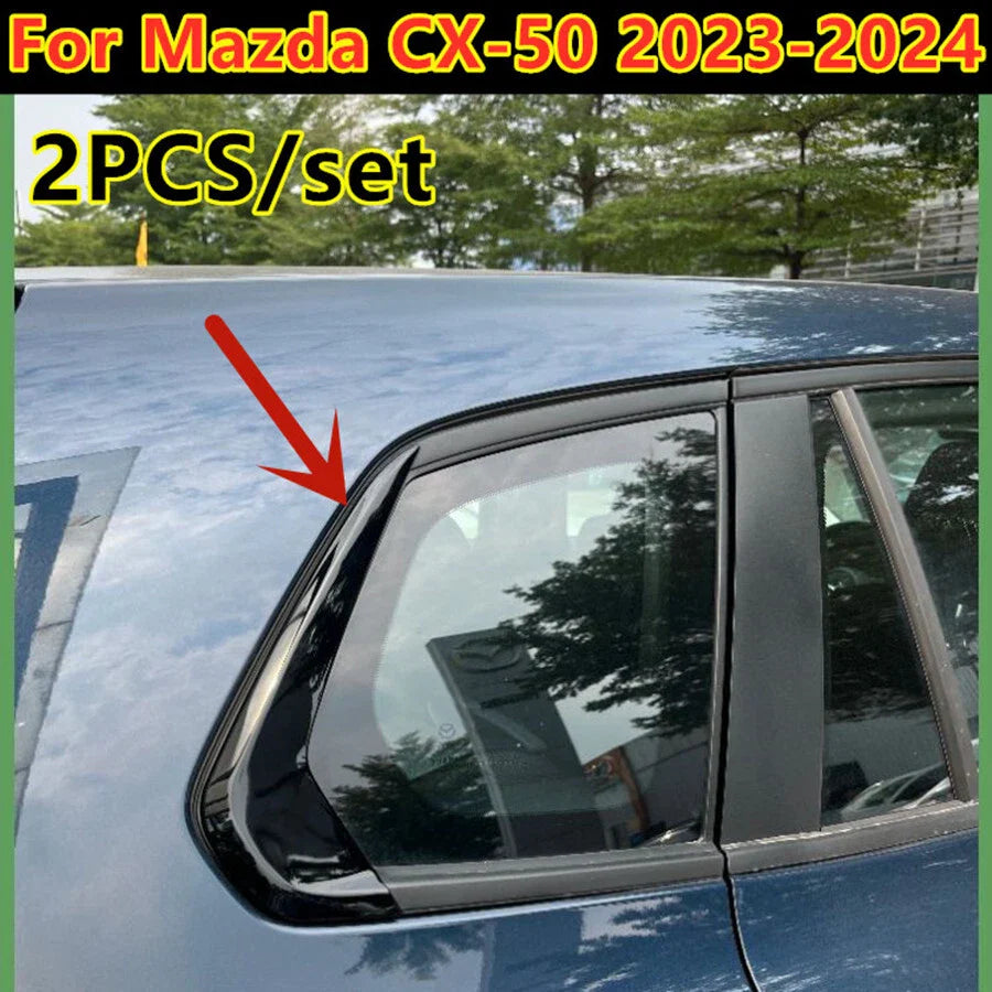 2 x Glossy Black Rear Window Trim Molding Cover for Mazda CX-50 (2023–2024)