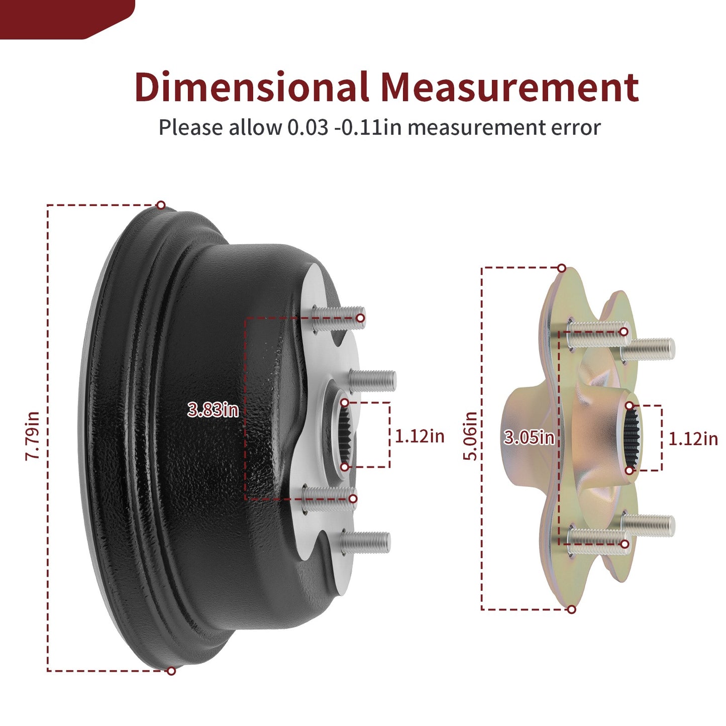 Rear Brake Drum and Wheel Hub Set for Yamaha Kodiak 400 (1993–1999)