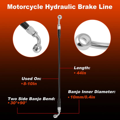 44" Brake Hose Oil Line for Harley Davidson (8"–10")