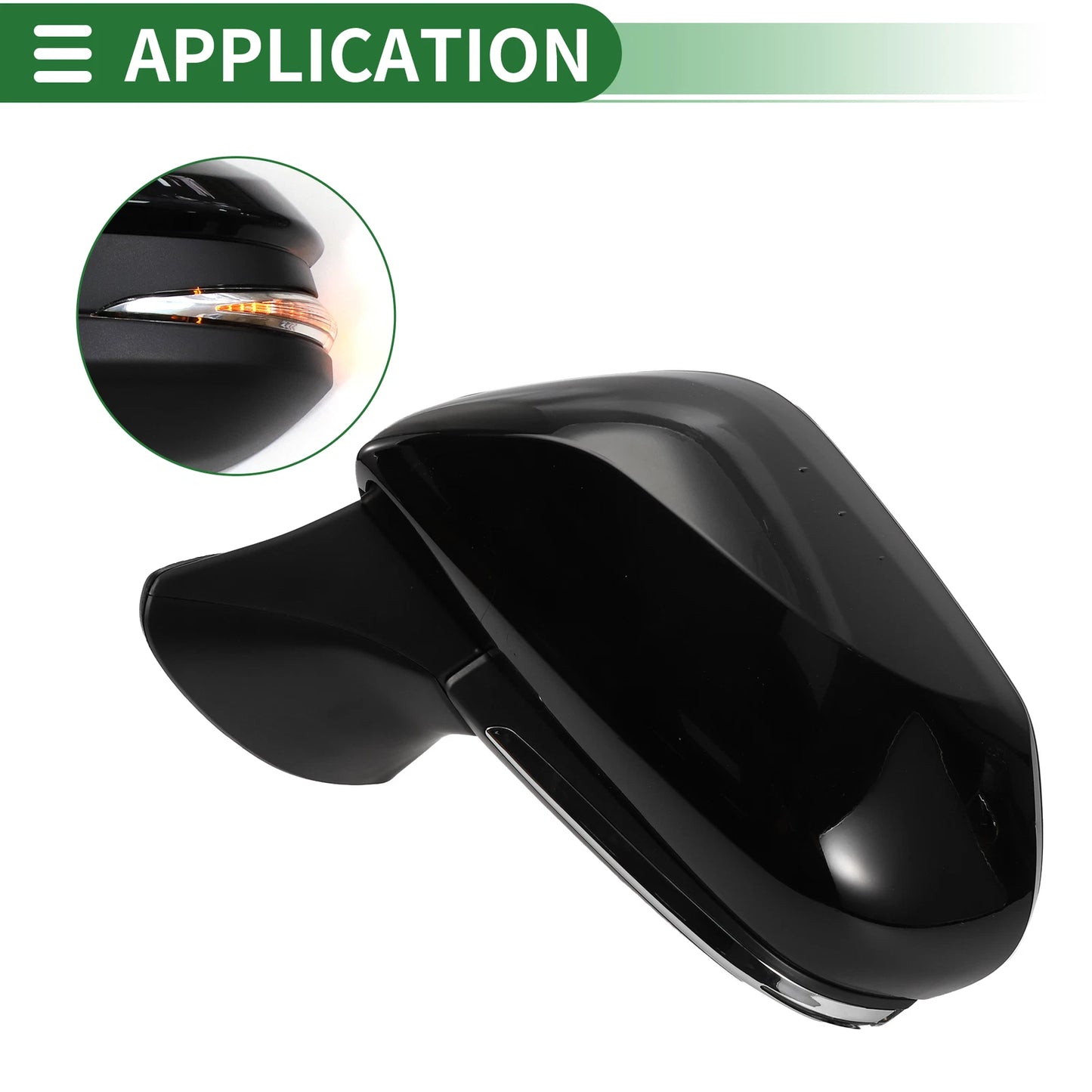 Left Side Door Mirror for Toyota Camry (Manual Folding, Gloss Black)