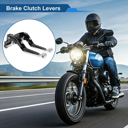 Short Long Brake Clutch Lever for Kawasaki Versys 650 (2015–2023) Black Silver Tone