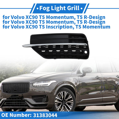 Front Bumper Fog Light Cover No. 31383044 for Volvo XC90 (2016–2023) Black Silver Tone