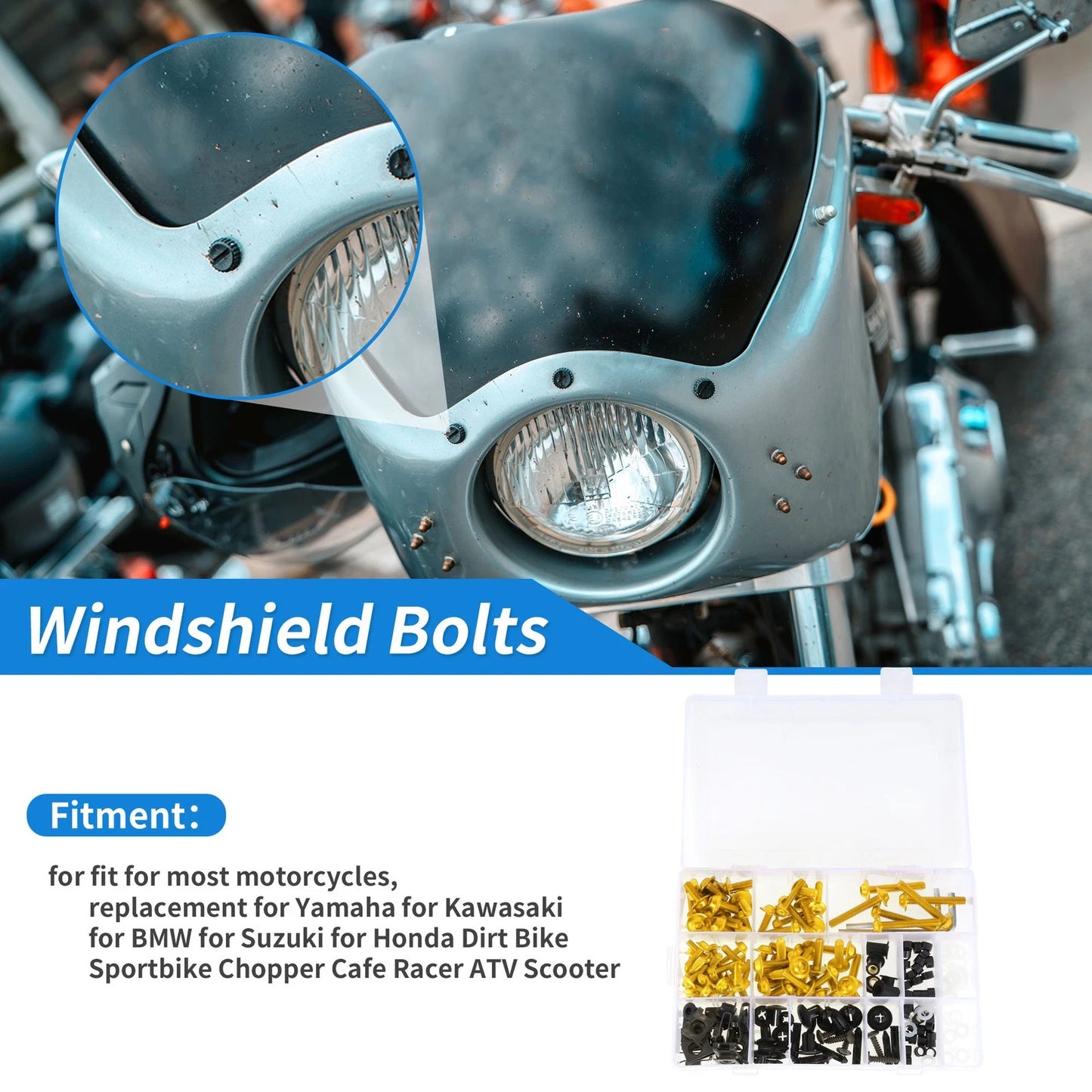 Windshield Bolt for Yamaha Motorcycles (Aluminum Rubber Gold Tone)