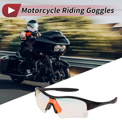 Motorcycle Riding Goggles for Motorcycle (Light Red Lens, Black Frame)