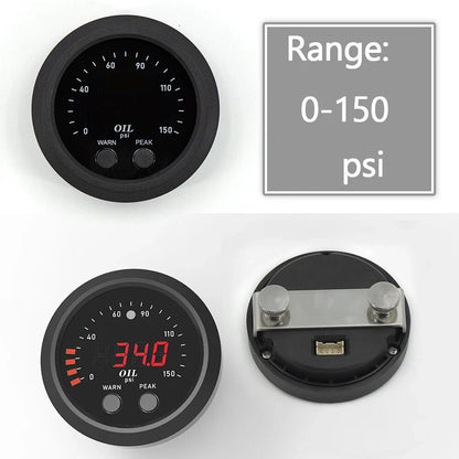 52mm Ultra-Thin Oil Pressure Gauge NPT 1/8'' Red LED for Universal Vehicles
