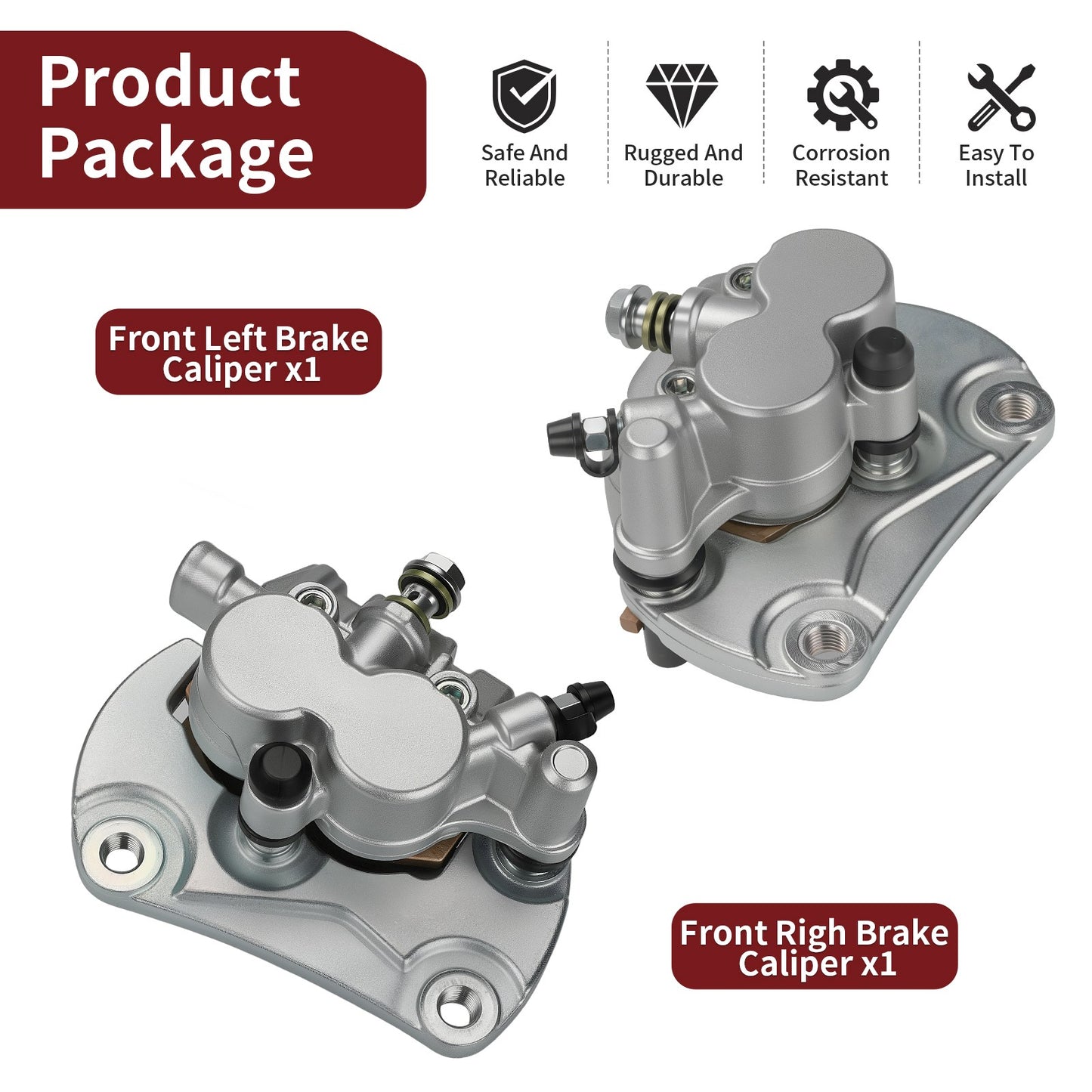 Front Brake Calipers & Pads for Can-Am Commander Max 800R 1000R (2017–2018)
