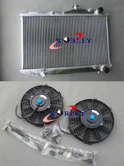 52mm Aluminum Radiator + Fans for Toyota Corolla AE86 1983-1987