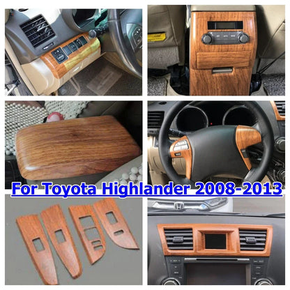 Yellow Wood Grain Panel Cover Trim for Toyota Highlander (2008–2013)